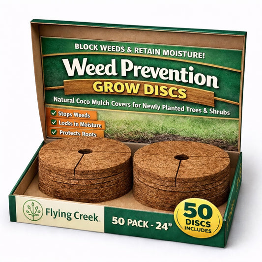Box of Weed Prevention Grow Discs with two discs inside, featuring branding and product details.